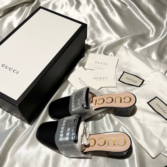 ❌ SOLD ❌ Gucci Black Madelyn Square Crystal G Mules Size 36.5 - Picture 2 of 7